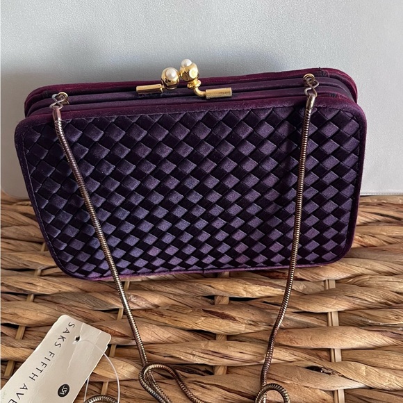 Saks Fifth Avenue Waved Satin evening Clutch - Picture 2 of 5